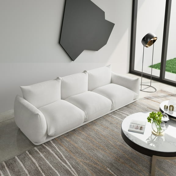 Magic Home Modular Sectional Sofa Floor sofa Foam Couch L-Shaped Sofa Chenille Couch 3-Seat Sofa Sectional Couch for Living Room,Beige