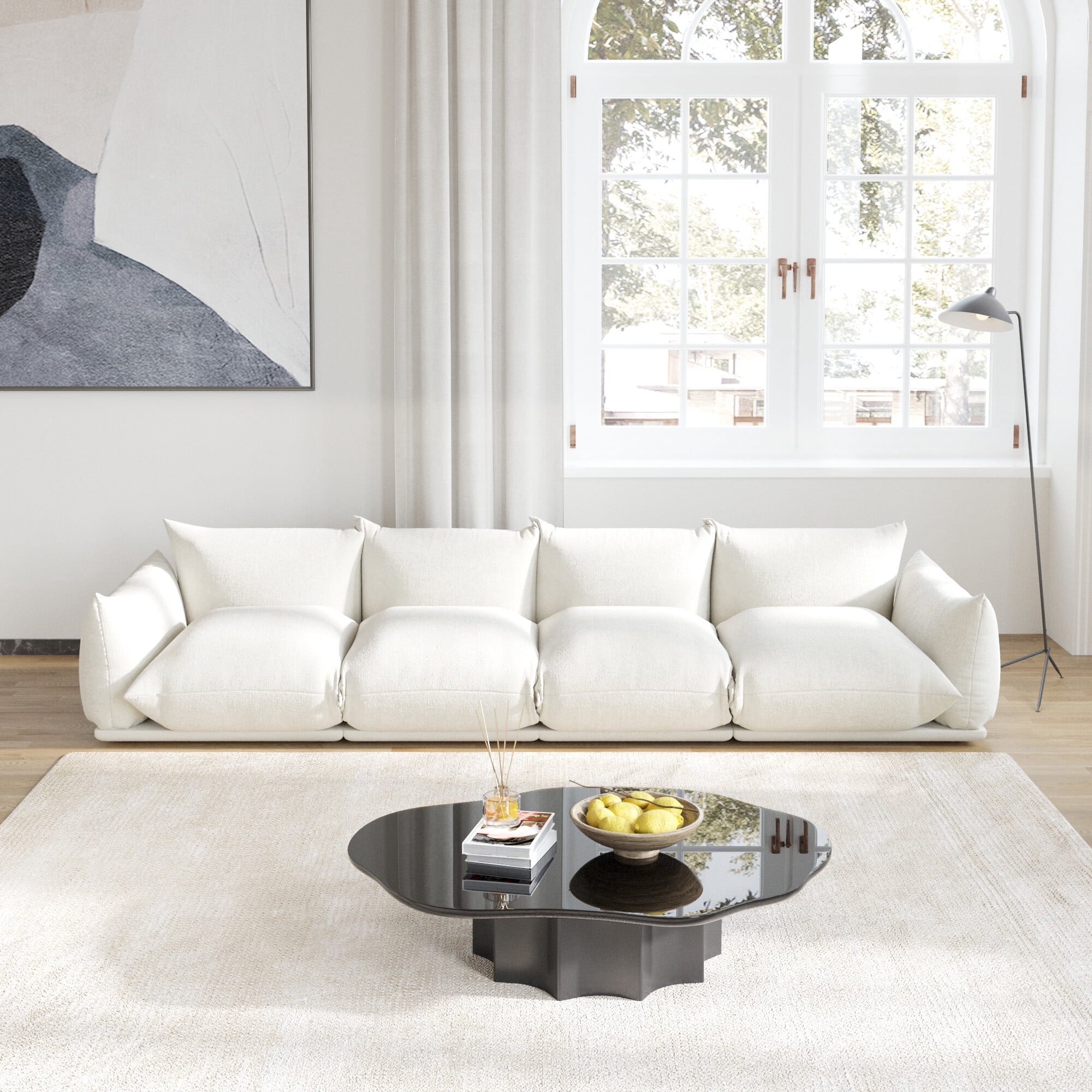 Magic Home Durable Customizable 4-Seat Modular Sectional Sofa, Chenille ...