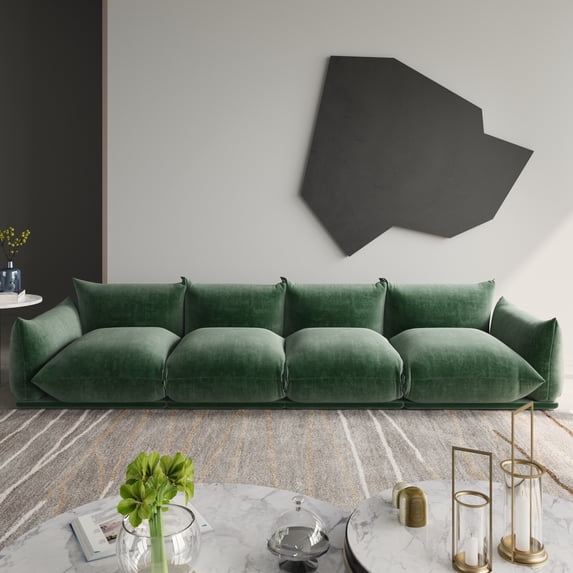 Magic Home Modular Sectional Sofa Floor sofa Foam Couch L-Shaped Sofa Chenille Couch 4-Seat Sofa Sectional Couch for Living Room,Green
