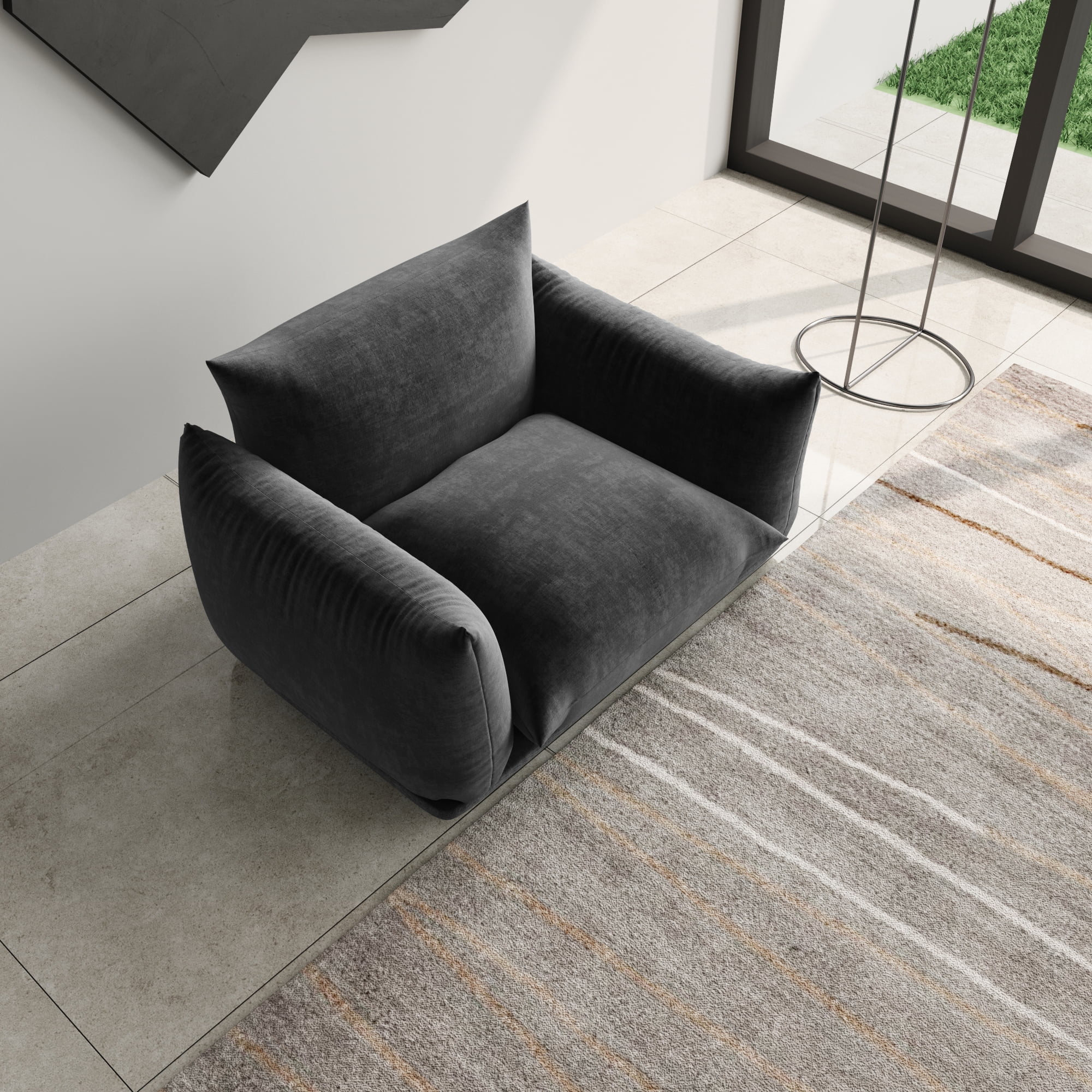 Magic Home Modular Sectional Sofa Floor sofa Foam Couch L-Shaped Sofa Chenille Couch Single Sofa Sectional Couch for Living Room,Black