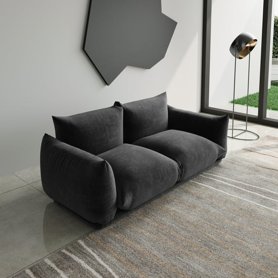 Magic Home Modular Sectional Sofa Floor sofa Foam Couch Loveseat Sofa Chenille Couch 2-Seat Sofa Sectional Couch for Living Room,Black