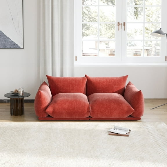 Magic Home Modular Sectional Sofa Floor sofa Foam Couch Loveseat Sofa Chenille Couch 2-Seat Sofa Sectional Couch for Living Room,Orange