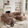 thumbnail image 1 of The Magic Home Modular Sectional Sofa,Oversized U Shaped Sofa with Ottomans,Plush Deep Seat Cloud Sofa Couch for Living Room,Apartment,Couch Cushion Covers Removable(Brown,3 Seat with 2 Ottomans), 1 of 14