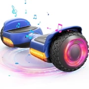 MIHOVER 6.5 Kids Self Balancing Scooter All-Terrain- Ride on Toys UL 2272 Certified,LED Lights,Bluetooth Speaker,7.75mph,Max Load 176 lbs-Blue