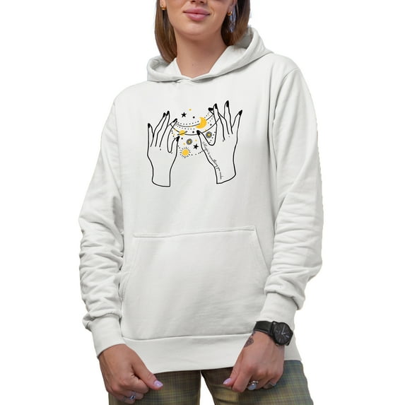 Magic Is Something You Make, Boho Mystical & Celestial Art Merch Gift, White Hooded Sweatshirt or Hoodie, 2XL