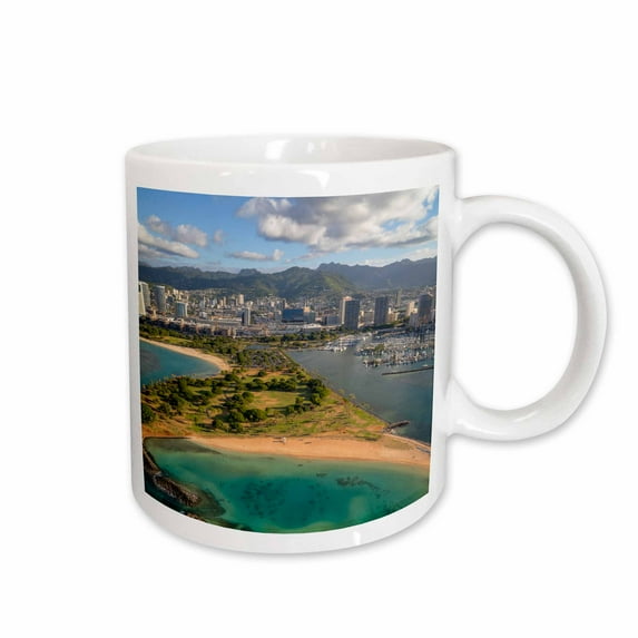 3drose, Magic Island, Ala Moana Beach Park, Oahu, Hawaii, 15oz Mug