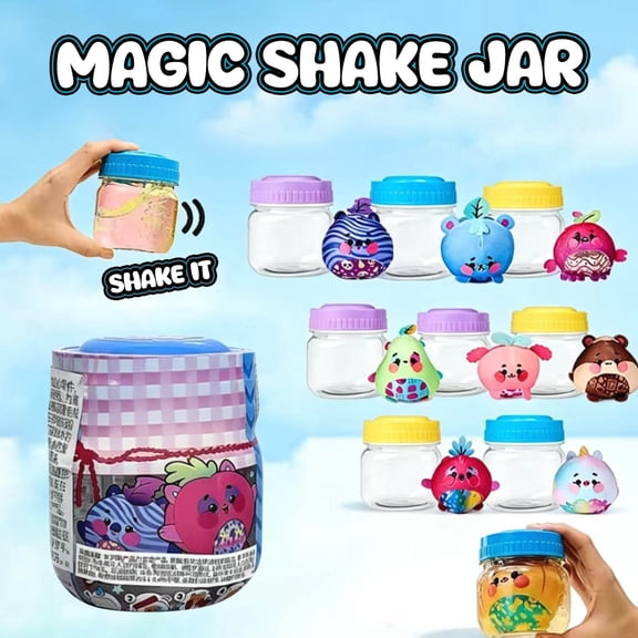 Magic Jellykins Water Reveal Mini Plush Toy Jar, 3 Inch Blind Box Surprise Plush, Random Design Collectible Toy For Kids Tactile Sensory Play (1Pack, Random Styles)