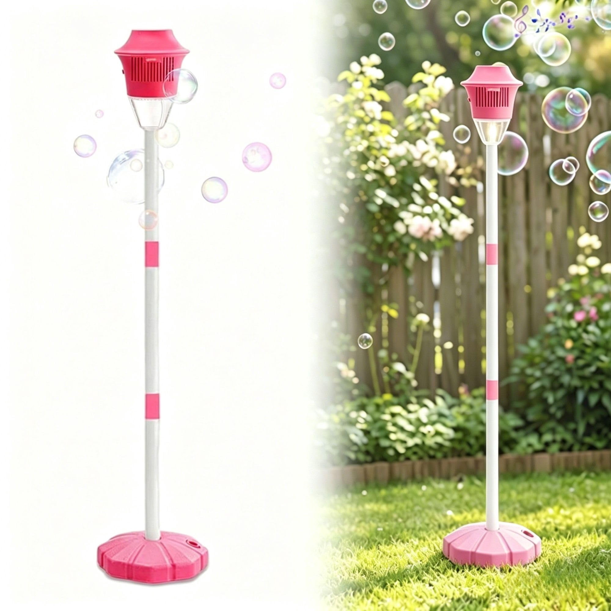 Magic Jet Bubble Machine, 47" Adjustable Height Light Up Bubble Torch Garden Lamp Automatic Bubble Machine,Rechargeable Standing Bubble Maker