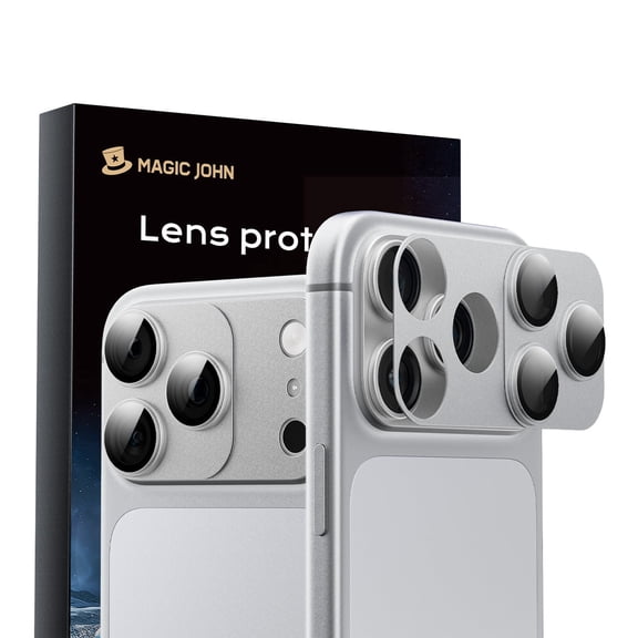 Magic John 2 Pack Camera Lens Protector for iPhone 17 Pro HD Clear Magnetic Tempered-Glass Lens Film with Anti Scratch Metal,Case Friendly