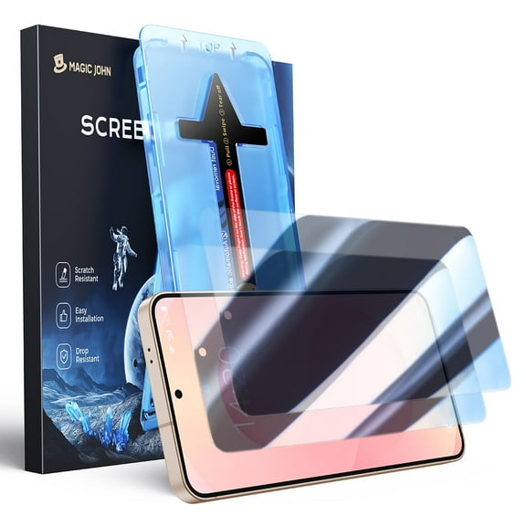 Magic John 2 Pack Privacy Screen Protector for Samsung Galaxy S24/S25+/Plus Tempered Glass Ease of Use