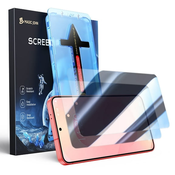 Magic John 2 Pack Privacy Screen Protector for Samsung Galaxy S24/S25 Tempered Glass Anti-Scratch