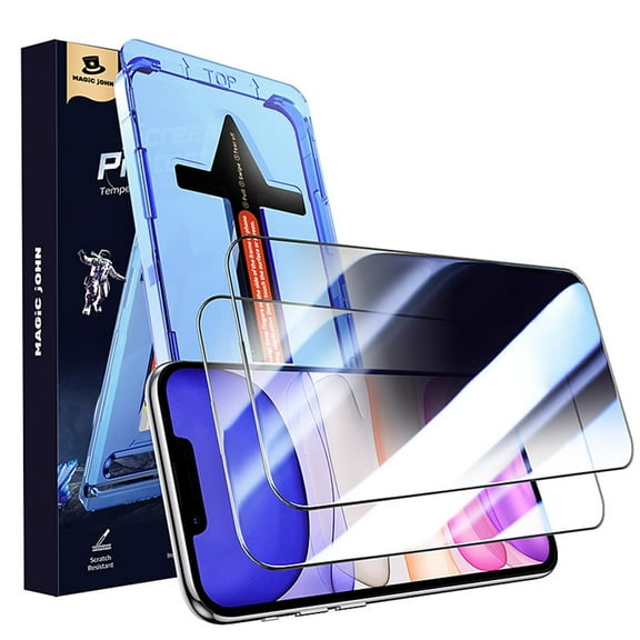 Magic John 2 Pack Privacy Screen Protector for iPhone 11/XR 6.1in Tempered Glass Easy Installation Anti-Scratch