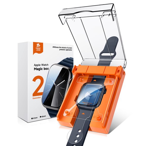 Magic John 2 Pack Screen Protector for Apple Watch Series 9/8/7 41MM iWatch Ceramic Film Anti-Scratch, HD Clear, Easy Installation