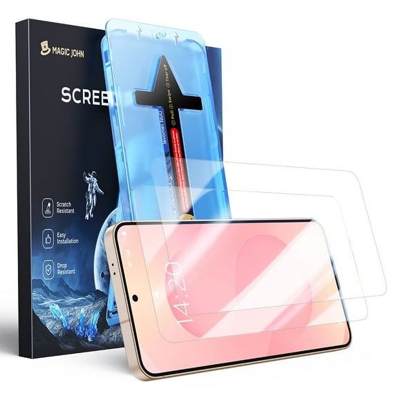 MAGIC JOHN 2 Pack Screen Protector for Samsung Galaxy S24+ Plus/S25+ Plus HD Clear Corning Tempered Glass Screen Saver Ease of Use