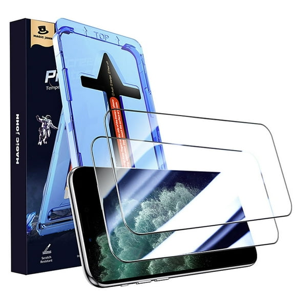 MAGIC JOHN 2 Pack Screen Protector for iPhone 11 Pro Max/iPhone XS Max 6.5 inch HD Clear Tempered Glass Screen Saver Easy Installation