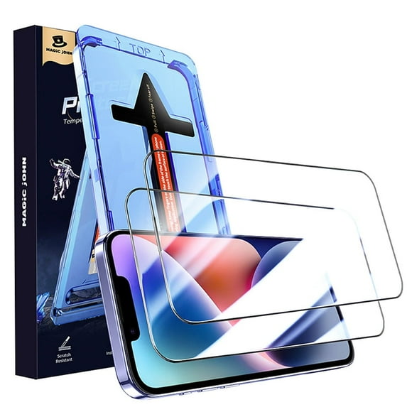 MAGIC JOHN 2 Pack Screen Protector for iPhone 13/13Pro/14/16E HD Clear Corning Tempered Glass Screen Saver Easy Installation