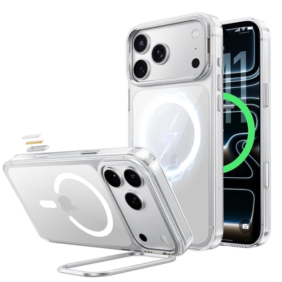 Magic John for iPhone 17 Pro Max Case with Kickstand, Compatible with MagSafe,Handheld Selfie Clear Protective Cover