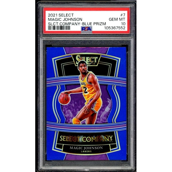 Magic Johnson Card 2021-22 Select Company Blue Prizm #7 PSA 10