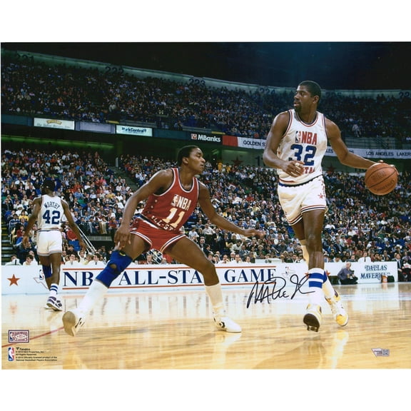 Magic Johnson Los Angeles Lakers Autographed 16" x 20" vs. Isiah Thomas Photograph