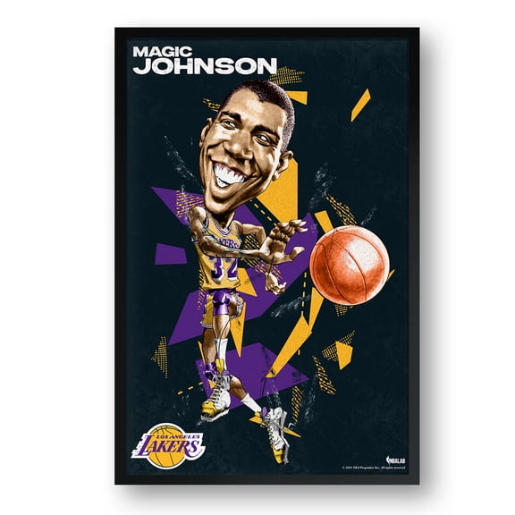 Magic Johnson Los Angeles Lakers Framed 27" x 39" Player Caricature Art