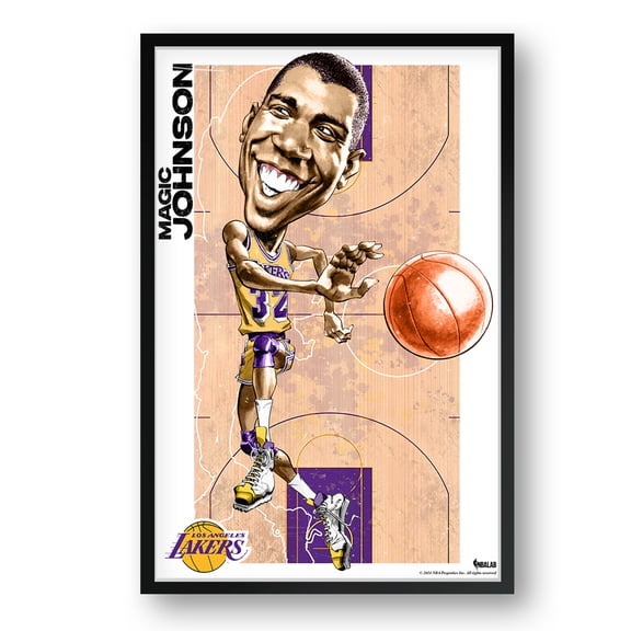 Magic Johnson Los Angeles Lakers Framed 27" x 39" Player Caricature Art