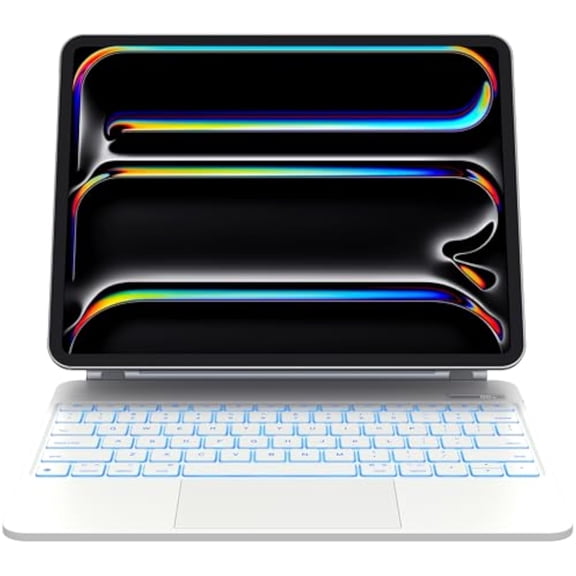 Magic Keyboard Case for iPad Pro 13" M5 2025/M4 2024, 7‑Color Backlit, Battery Display & Multi‑Touch Trackpad,White