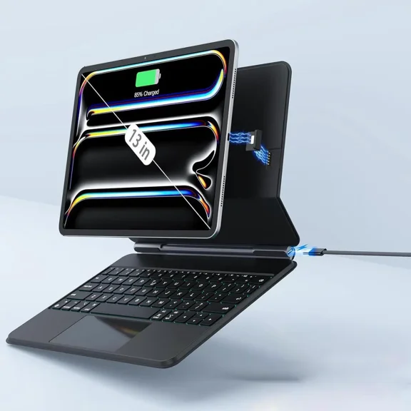 Magic Keyboard Case for iPad Pro 13 inch M4 2024, Auto-Connect, Smart Folio Cover, No Battery Required, Multi-Touch Trackpad, Backlit Keyboard, Support iPad Charging via Keyboard