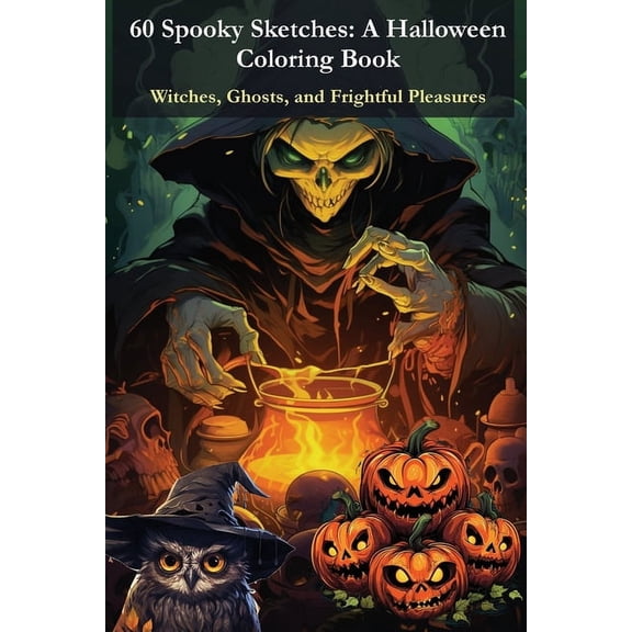 Magic Kids Coloring Book 60 Spooky Sketches - A Halloween Coloring Book: Witches, Ghosts, and Frightful Pleasures, Book 3, (Paperback)