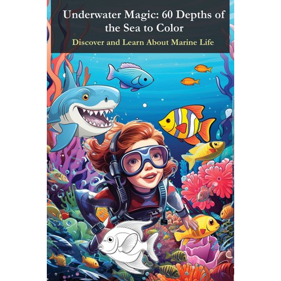 Magic Kids Coloring Book Underwater Magic - 60 Depths of the Sea to Color: Discover and Learn About Marine Life, Book 2, (Paperback)
