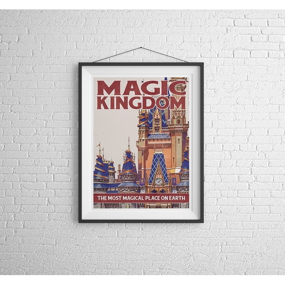 Magic Kingdom Retro Disney Poster, Cinderella Castle, Retro Walt Disney World Print
