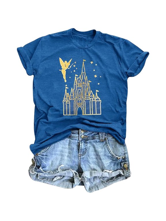 Magic Kingdom Shirt for Women Magical Fairy Tshirt Family Vacation Tee Magic Castle Graphic Short Sleeve T-Shirts