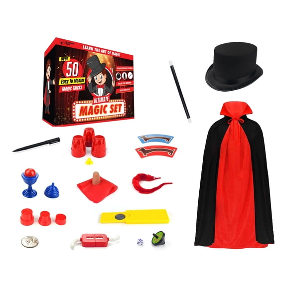 Magic Kit for Kids Ages 6-12, Complete Magician Costume & Magic Tricks Set with Step-by-Step Guide