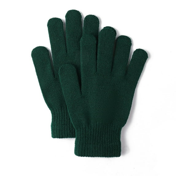 Magic Knitted Gloves for Women Winter Warm Full Finger Mittens for Men Ladies Soft Stretchy Unisex Gloves Dark Green