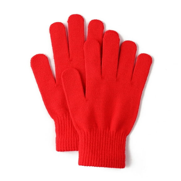 Magic Knitted Gloves for Women Winter Warm Full Finger Mittens for Men Ladies Soft Stretchy Unisex Gloves Red