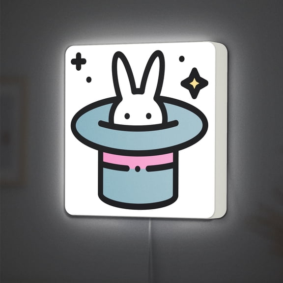 Magic LED Lightbox - Magician Hat Rabbit Trick Decor, Custom Led Sign for Home Office Shop Decor (Width 12 inch, 30cm)