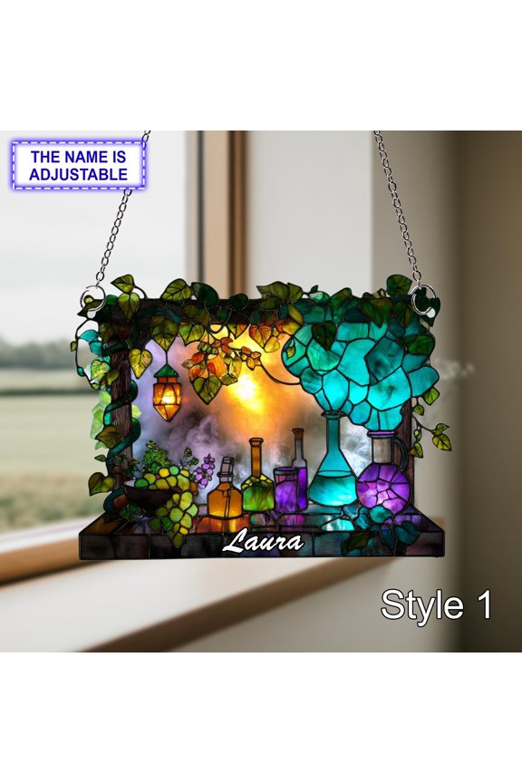 Magic Lab Fantasy Science Potions Acrylic Suncatcher Window Hanging Witchy Decor Alchemy Gift