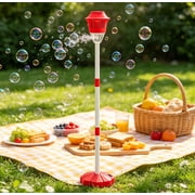 Magic Lamp Bubble Maker &ndash; Automatic Light Up Empty Bottle Design with Adjustable Height for Outdoor Fun and Party Use, Portable Design Red