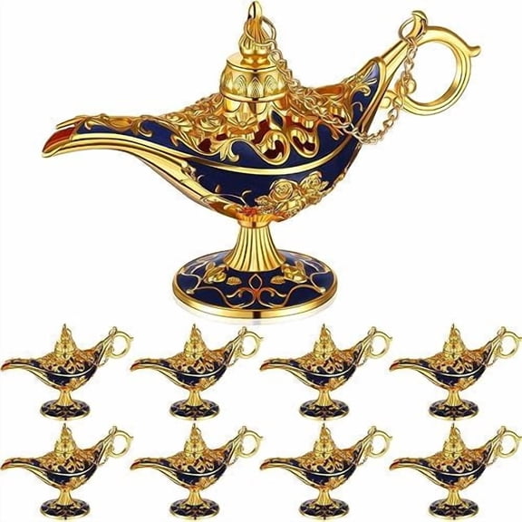 Magic Lamp Halloween Vintage Legend Lamp Wishing Light Classic Costume Props Light Tabletop Decoration for Arabian Costume Props Home Party Birthday Wedding Delicate Gift(Blue,6 Pcs)