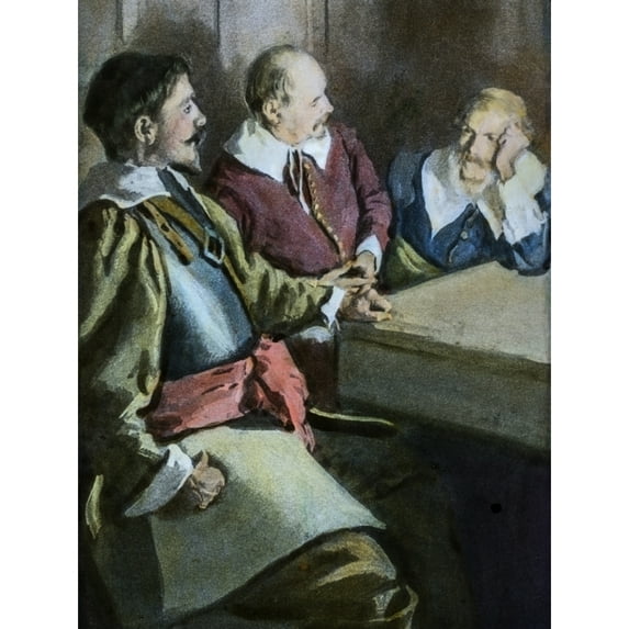 Magic Lantern Hand Coloured Slide Circa 1900. A Pilgrim's Progress By John Bunyan. Great Heart And Mr Honest At Gaius House by John Short / Design Pics (26 x 36)