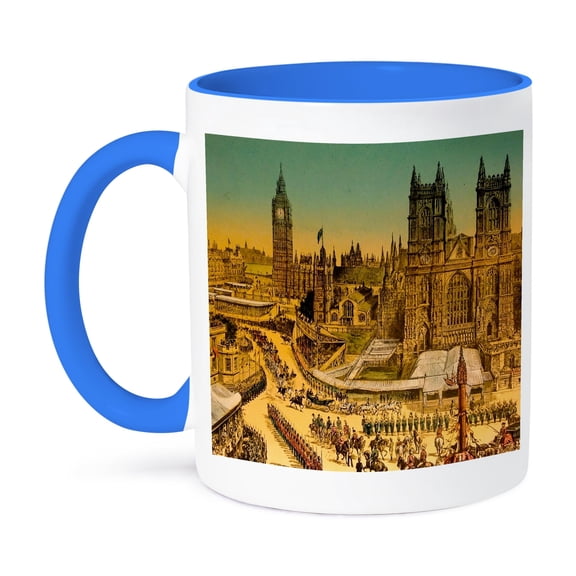 3dRose, Magic Lantern Queen Victorias Golden Jubilee Royal Procession 1887, 11oz Two-Tone Blue Mug