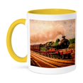 thumbnail image 1 of 3dRose, Magic Lantern Slide Vintage Steam Engine Locomotive Train Railroad, 15oz Two-Tone Yellow Mug, 1 of 7