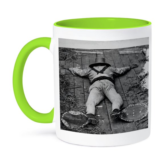 3dRose, Magic Lantern UNCLE POMPEY CIRCA 1890 MAN IN GIANT CIRCUS CLOWN SHOES, 11oz Two-Tone Green Mug