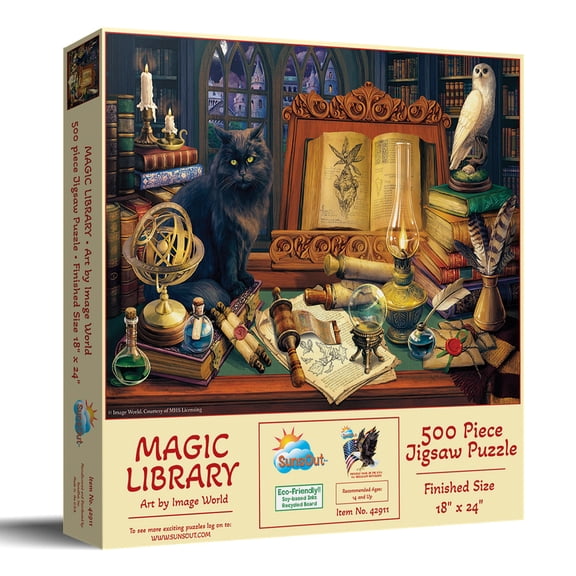 SunsOut Magic Library 500 Piece Jigsaw Puzzle for Adults - Finished Size: 18" x 24" by Artist: Image World