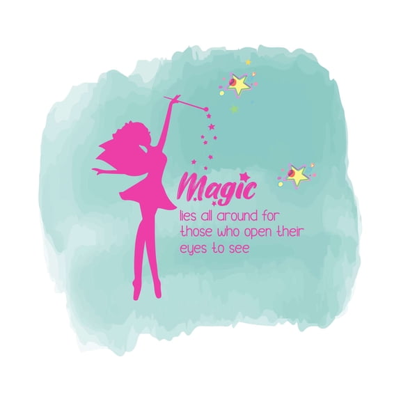 Magic Lies All Around Magical Inspirational Quote watercolor Wall Decal Wall Art Sticker Designs Vinyl Stickers For Home House Walls Rooms Windows Bedroom Decoration Size (20x20 inch)