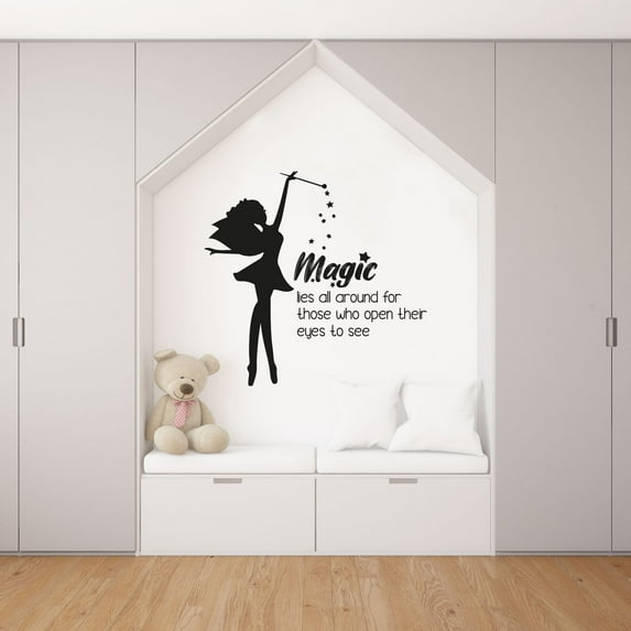 Magic Lies All Around For Those Who Open Their Eyes To See Quote Kids Vinyl Wall Art Wall Sticker Wall Decal Home Wall Decoration Design Kids Room Nursery Kinder Girls Boys Room Size (10x10 inch)