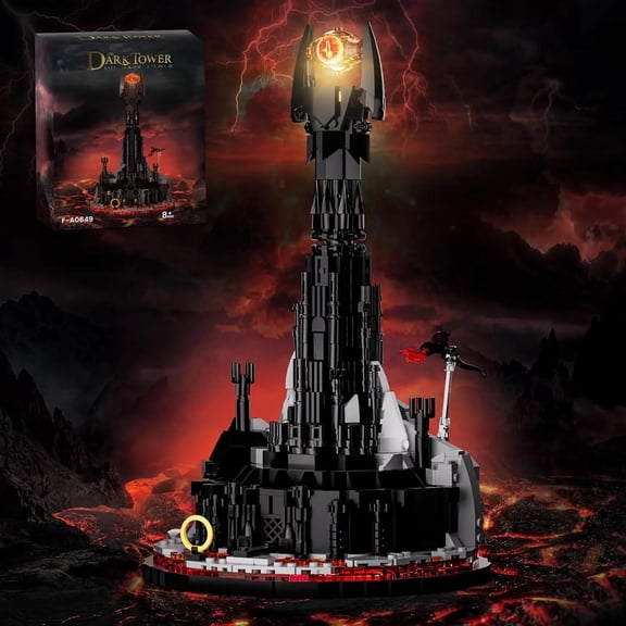 Magic Lorded Black Devil Tower Building Blocks Set With LED Light Rings Fortress Castle Festival Toys Fan Adult Holiday Birthday Gifts