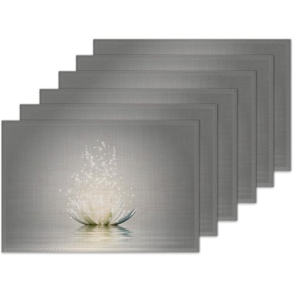 Magic Lotus Flower Placemats Set of 6 Placemats Table Mats for Home Washable Placemats Decoration for Kitchen Dining Room Party Kitchen Dining