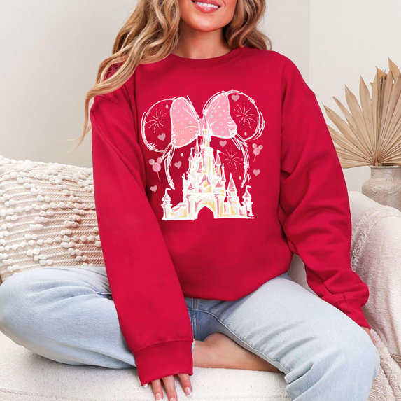 Magic Love Castle Sweatshirt, Valentine's Day Crewneck for Women, Cozy Graphic Pullover