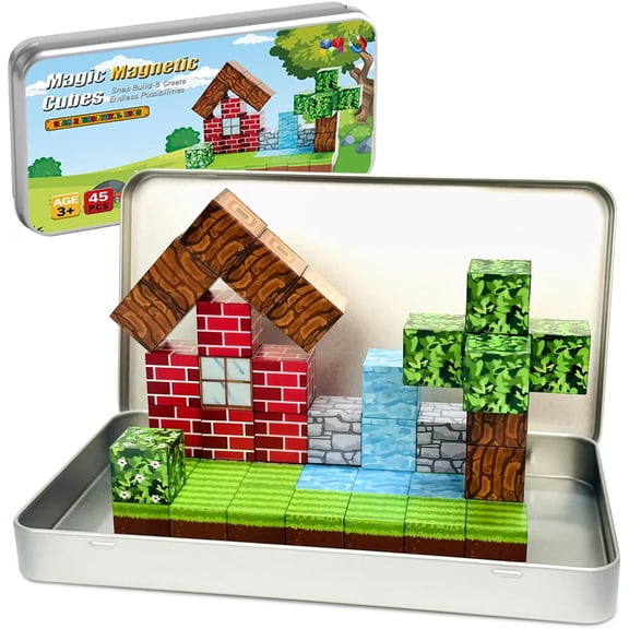 Magic Magnetic Cubes Building Set, STEM Educational Toys, 45 Pieces