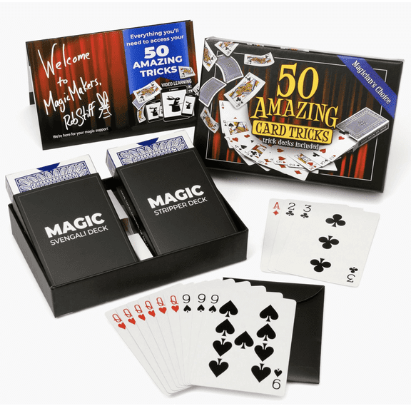 Magic Makers 50 Amazing Card Tricks Kit for All Ages - Trick Decks Included